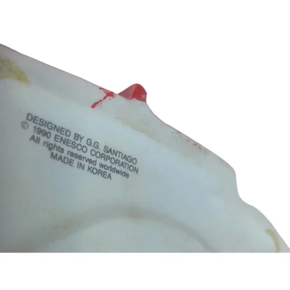 Vtg 1990 Enesco G.G. Santiago White Christmas Cat Music Box Song Happy Holidays - Picture 3 of 9